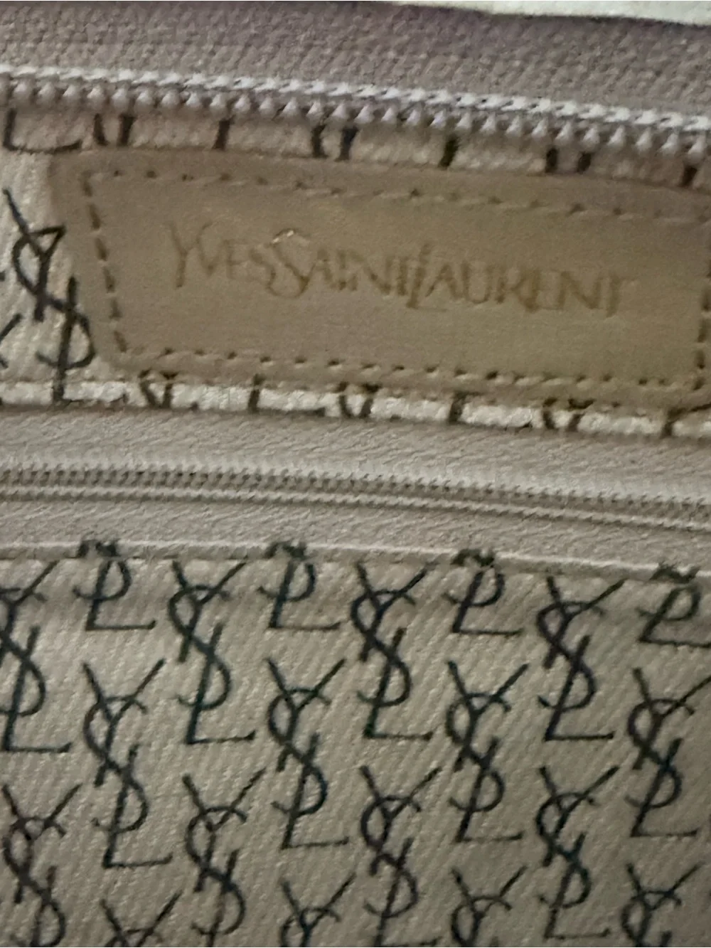 Vintage YSL Yves Saint Laurent Giraffe Print Taupe Gray Canvas Clutch Pouch - Picture 7 of 16